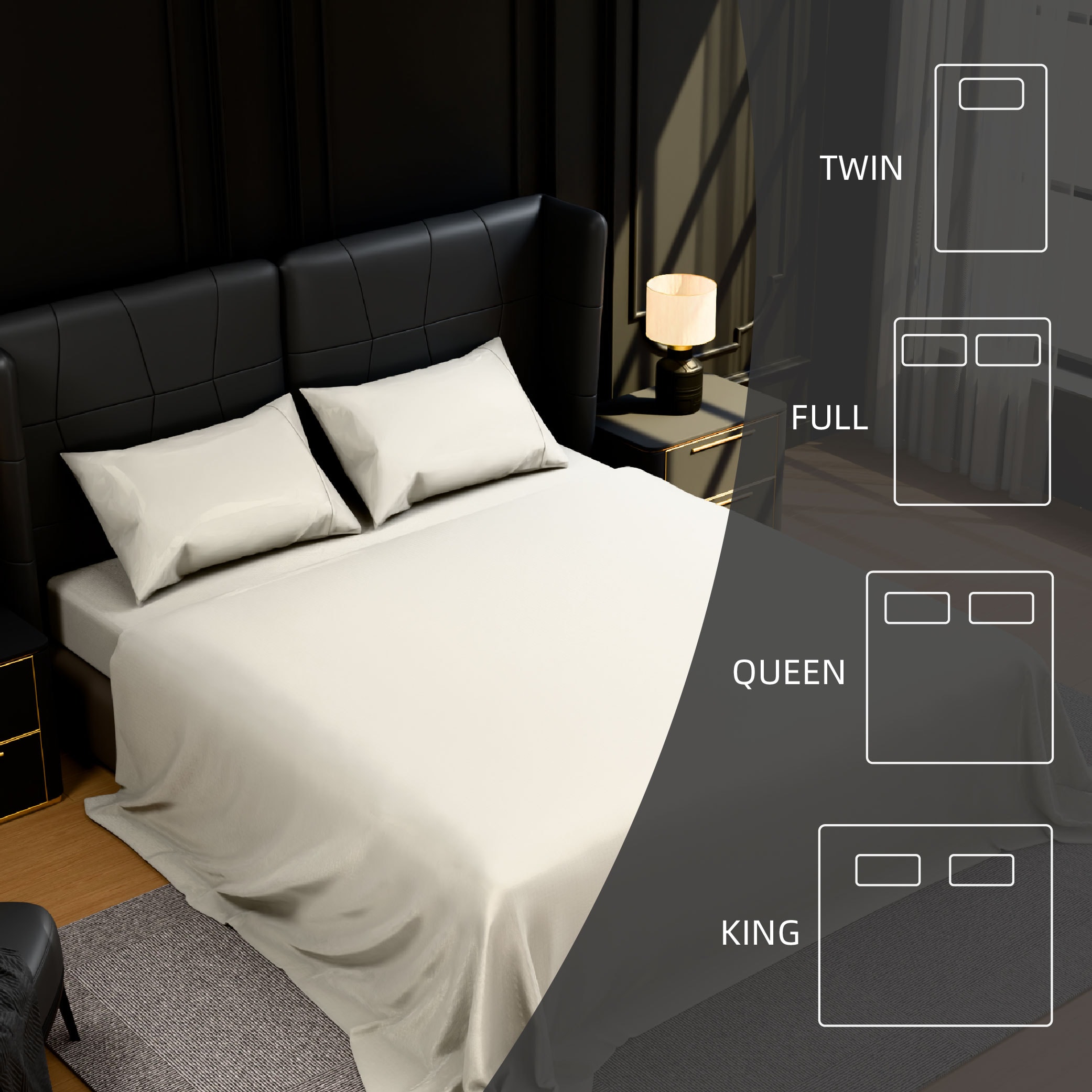 Bedding King Bed Sheets Set - 4 Piece Bedding - Brushed Microfiber - Shrinkage And Fade Resistant - Easy Care (King, White)_voghion.com